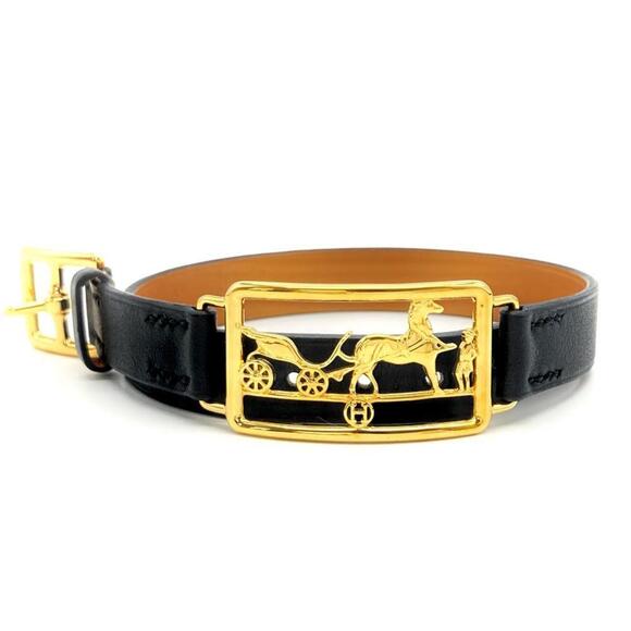 HERMES Black Leather Charm Bracelet - Picture 1 of 6